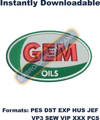 Gem Oils logo Embroidery Design